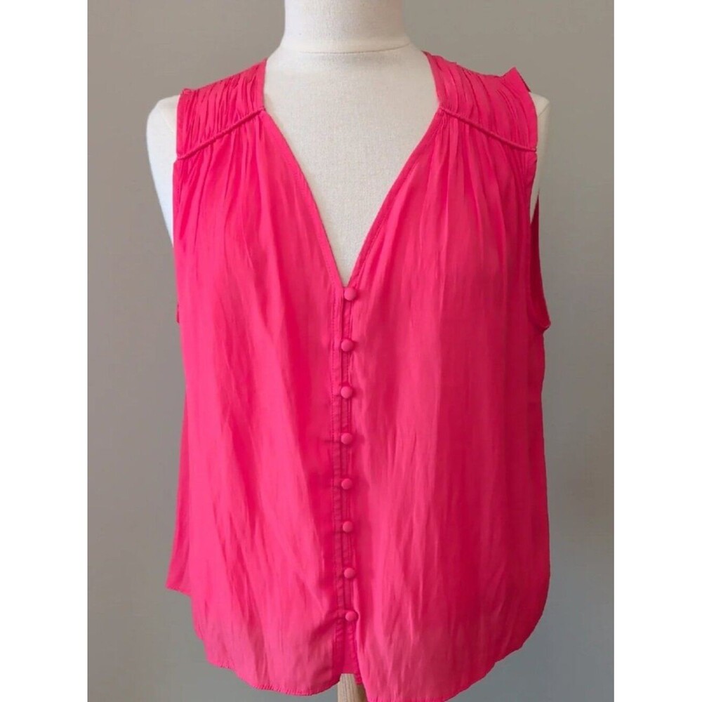 Evereve CORAL Sleeveless V-Neck Button-Front Blouse. Size XS